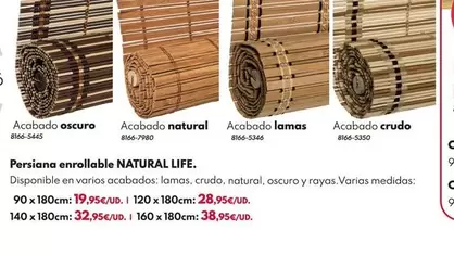 Persiana Enrollable NATURAL LIFE