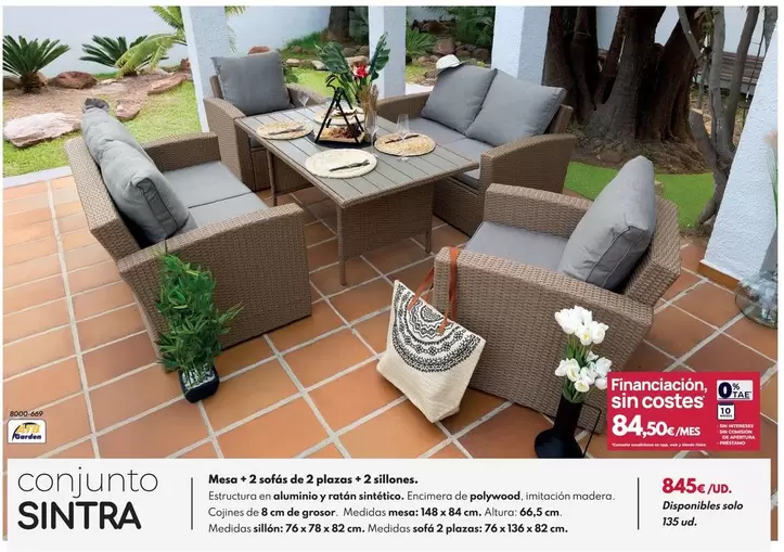 Conjunto Sintra : Mesa + 2 Sofás De 2 Plazas + 2 Sillones.