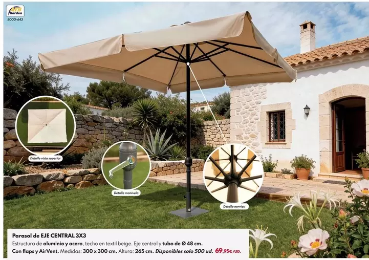 Parasol De Eje Central 3x3