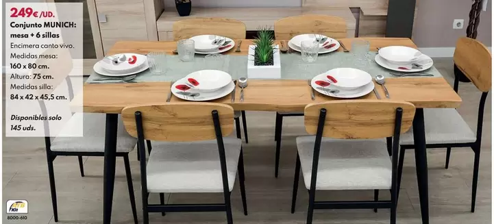 Conjunto MUNICH: Mesa + 6 Sillas