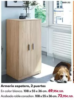 Armario Zapatero, 2 Puertas - ROBLE CANADIAN