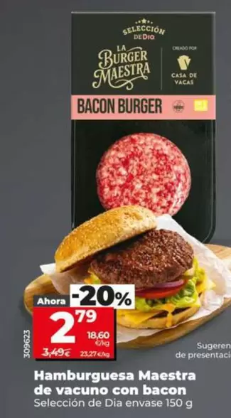 Seleccion De Dia - Hamburguesa Maestra De Vacuno Con Bacon 