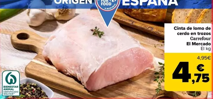 Carrefour El Mercado - Cinta De Lomo De Cerdo En Trozos