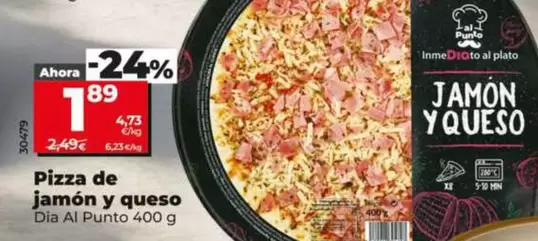 Dia Al Punto - Pizza De Jamon Y Queso 