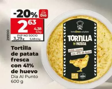 Dia Al Punto - Tortilla De Patata Fresca Con 41% De Huevo 