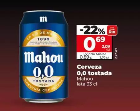 Mahou - Cerveza 0,0 Tostada