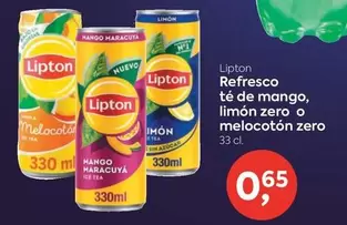 Lipton - Refresco Te De Mango, Limon Zero O Melocoton Zero