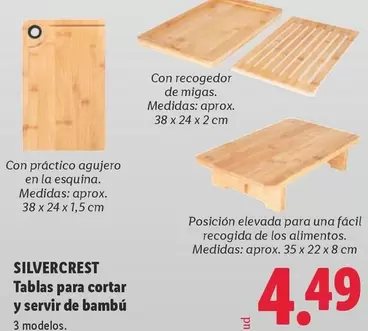 SilverCrest - Tablas Para Cortar Y Servir De Bambú