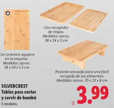 SilverCrest - Tablas Para Cortar Y Servir De Bambú