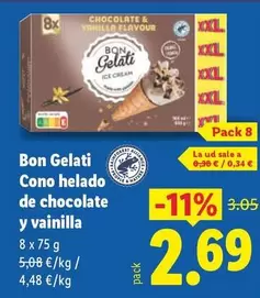 Bon Gelati - Cono Helado De Chocolate Y Vainilla 