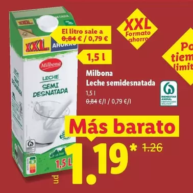 Milbona - Leche Semidesnatada