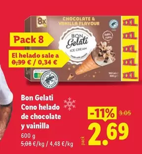 Bon Gelati - Cono Helado De Chocolate Y Vainilla