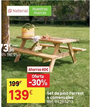 Set De Pino Forrest 4 Comensalés