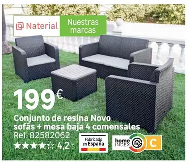 home - Conjunto De Resina Novo Sofás + Mesa Baja 4 Comensal