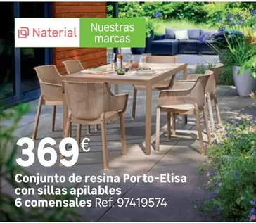 Conjunto De Resina Porto-elisa Con Sillas Apilables 6 Comensal