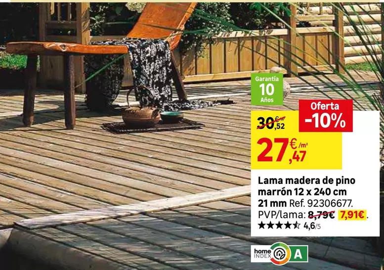 home - Lama Madera De Pino Marron 12 X 240 Cm