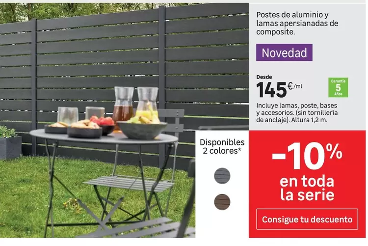 Postes De Aluminio Y Lamas Aspersanadas De Composte