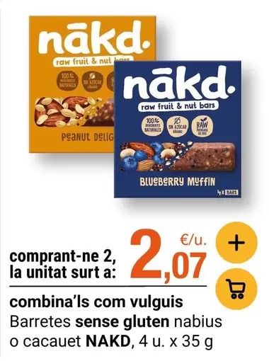 Nakd - Barretes Sense Gluten Nabius O Cacauet