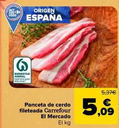 Carrefour El Mercado - Panceta De Cerdo Fileteada