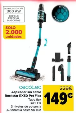 Cecotec - Aspirador Sin Cable Rockstar RX50 Pet Flex