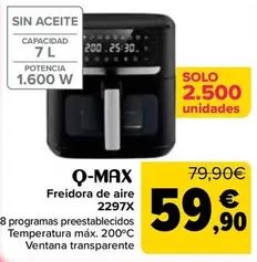 Q-Max - Freidora De Aire 2297X