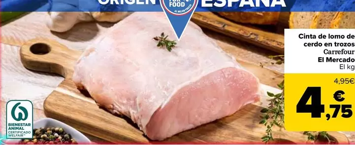 Carrefour El Mercado - Cinta De Lomo De Cerdo En Trozos
