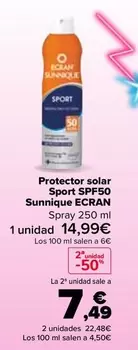 Ecran - Protector Solar Sport Spf50 Sunnique