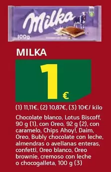 Milka - Chocolate Blanco, Lotus Biscoff, Con Oreo, Con Caramelo, Chips Ahoy!, Daim, Oreo, Bubly Chocolate Con Leche, Almendras O Avellanas Enteras, Confetti, Oreo Blanco, Oreo Brownie, Cremoso Con Leche O Chocogalleta
