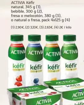 Activia - Kefir Natural, Bebible, Fresa O Melocoton, O Natural O Fresa