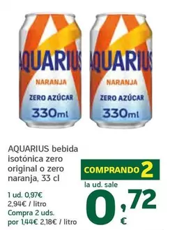 Aquarius - Bebida Isotonica Zero Original O Zero Naranja