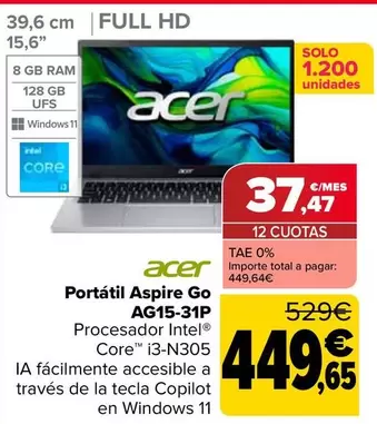 Acer - Portatil Aspire Go AG15-31P