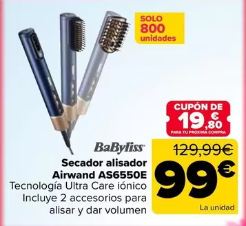 Babyliss - Secador Alisador Airwand AS6550E