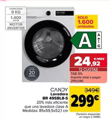 Candy - Lavadora  BR 49SBL8-S