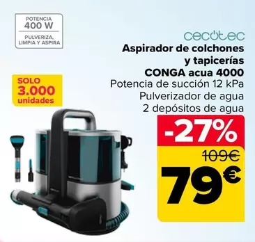 Cecotec - Aspirador De Colchones Y Tapicerias Conga Acua 4000
