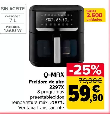 Q-Max - Freidora De Aire 2297X