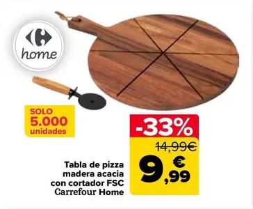 Carrefour Home - Tabla De Pizza Madera Acacia Con Cortador Fsc 