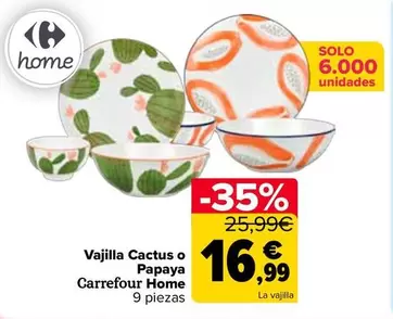 Carrefour Home - Vajilla Cactus O Papaya 