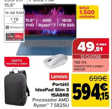 Lenovo - Portatil IdeaPad Slim 3 15ABR8