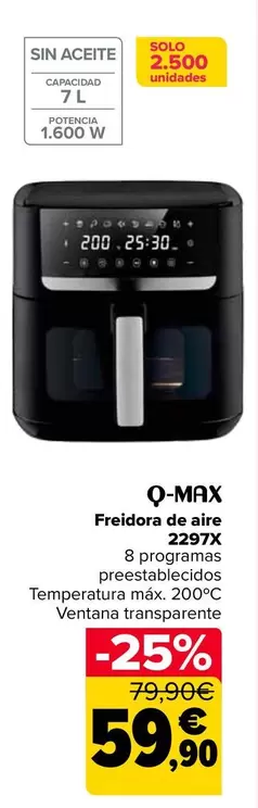 Q-Max - Freidora De Aire 2297X