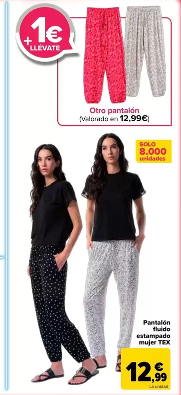 TEX - Pantalan Fluido Estampado Mujer 