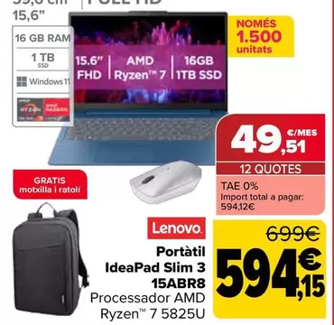 Lenovo - Portatil IdeaPad Slim 3 15ABR8