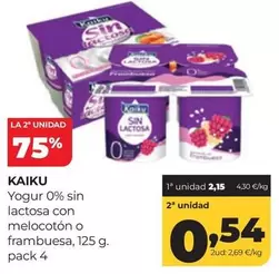 Kaiku - Yogur 0% Sin Lactosa Con Melocoton O Frambuesa