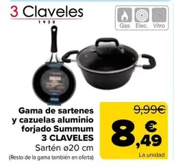 3 Claveles - Gama De Sartenes Y Cazuelas Aluminio Forjado Summum 
