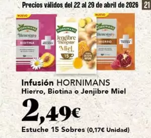 Hornimans - Infusión Hierro, Biotina O Jenjibre Miel