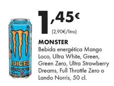 Monster - Bebida Energética Mango Loco, Ultra White, Green, Green Zero, Ultra Strawberry Dreams, Full Throttle Zero O Lando Norris