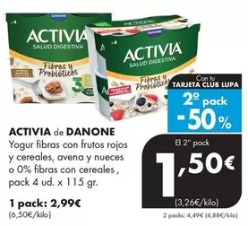 Danone - Activia Yogur Fibras Con Frutos Rojos Y Cereales, Avena Y Nueces O 0% Fibras Con Cereales