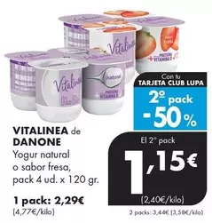 Danone - Vitalinea Yogur Natural O Sabor Fresa