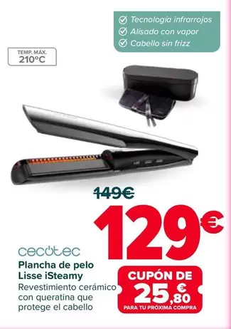Cecotec - Plancha De Pelo Lisse ISteamy