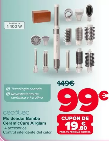Cecotec - Moldeador Bamba Ceramiccare Airglam