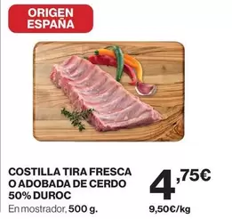 duroc - Costilla Tira Fresca O Adobada De Cerdo 50% Duroc